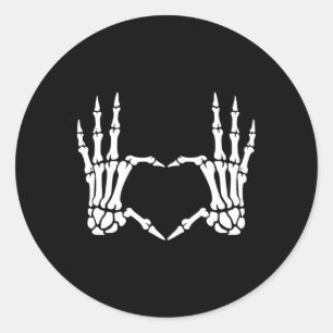 Skelet Handen Hart Teken Retro Halloween Kostuum  Ronde Sticker