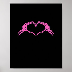 Skelet Handen Hart Teken Retro Halloween Poster