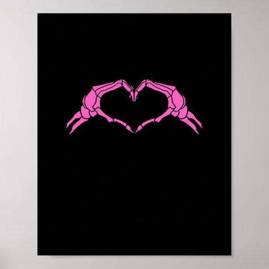 Skelet Handen Hart Teken Retro Halloween Poster (Voorkant)