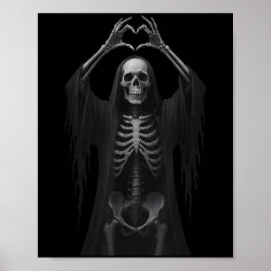 Skelet Handen Hart Teken Y Gezicht Grappige Hallow Poster