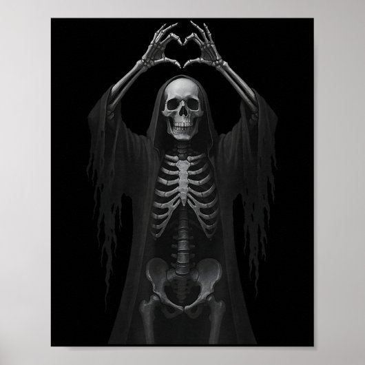 Skelet Handen Hart Teken Y Gezicht Grappige Hallow Poster (Voorkant)