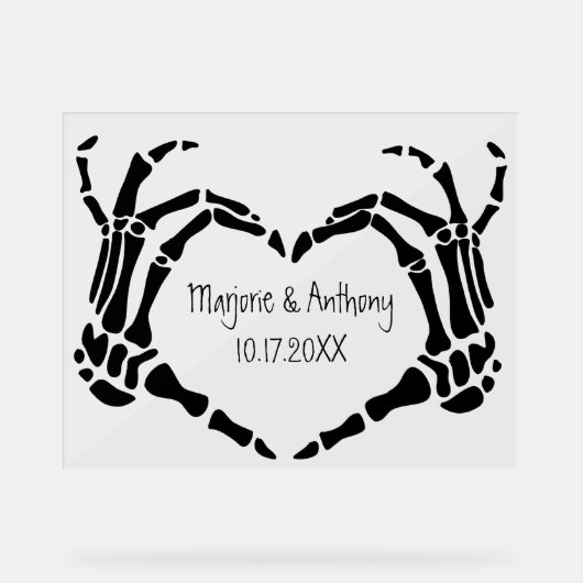 Skelet Handen Hart Vorm Custom Acryl Bord (Voorkant)