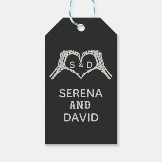 Skelet Handen Hart Wedding Cadeaulabel (Voorkant)