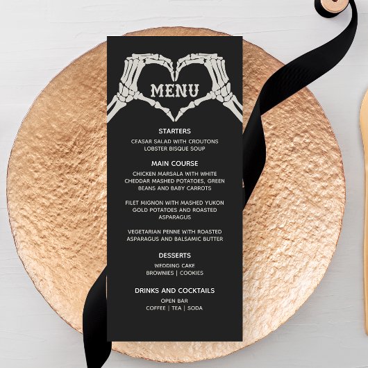 Skelet Handen Hart Wedding Menu