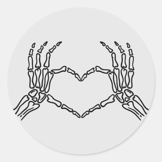 Skelet Handen Hartvorm Sticker (Voorkant)