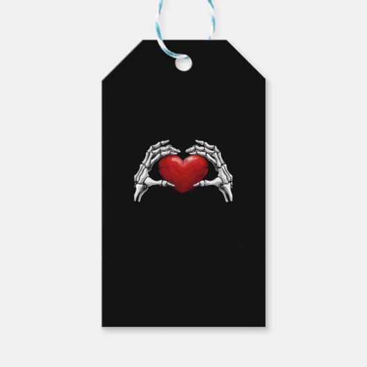 Skelet handen houden een Red Heart Design Classic Cadeaulabel (Voorkant)
