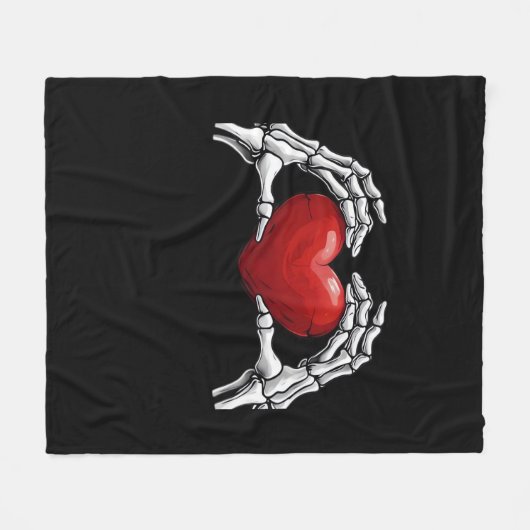 Skelet handen houden een Red Heart Design Classic Fleece Deken (Voorkant (Horizontaal))