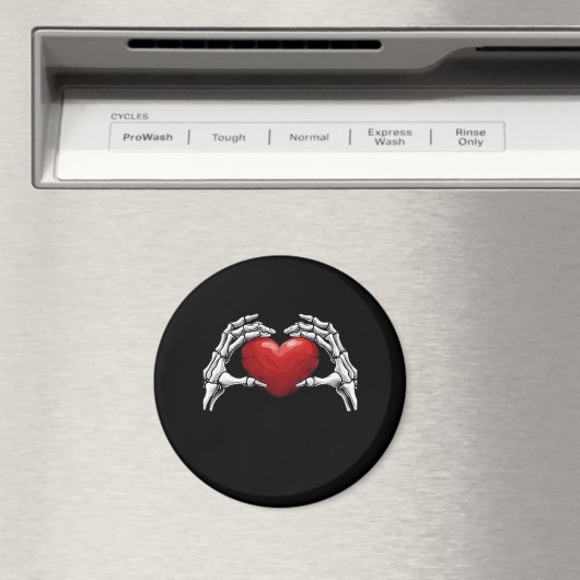 Skelet handen houden een Red Heart Design Classic Magneet (Insitu (Vaatwasser))