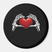 Skelet handen houden een Red Heart Design Classic Magneet (Voorkant)