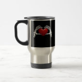 Skelet handen houden een Red Heart Design Classic Reisbeker (Links)