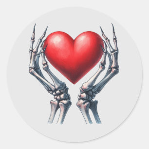 Skelet handen houden grote hart Sticker