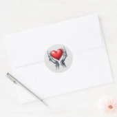 Skelet handen houden grote hart Sticker (Envelop)