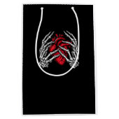 Skelet Handen Houdend Hart Halloween Kostuum Medium Cadeauzakje (Voorkant)