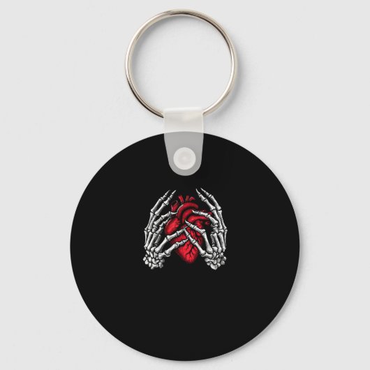 Skelet Handen Houdend Hart Halloween Kostuum Sleutelhanger (Voorkant)