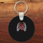 Skelet Handen Houdend Hart Halloween Kostuum Sleutelhanger (Voorkant)