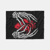 Skelet Handen Houdend Hart Halloween Kostuum Wom Fleece Deken (Voorkant (Horizontaal))