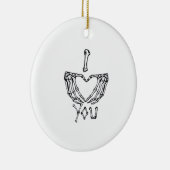 Skelet handen maken een hart keramisch ornament (Rechts)