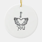 Skelet handen maken een hart keramisch ornament (Voorkant)