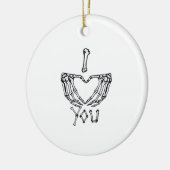 Skelet handen maken een hart keramisch ornament (Links)