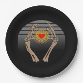 Skelet handen maken een hart klassieker papieren bordje (Voorkant)