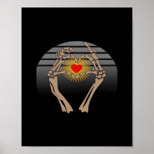 Skelet handen maken een hart klassieker poster