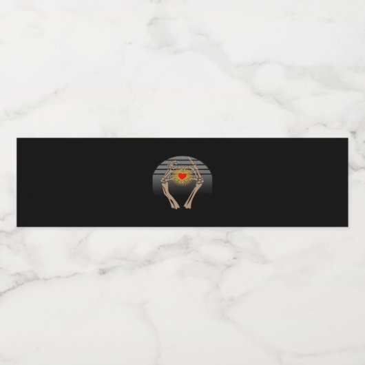 Skelet handen maken een hart klassieker waterfles etiket (Enkel label)