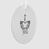 Skelet handen maken een hart ornament (voorkant)