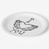 Skelet handen maken een hart papieren bordje (Gekanteld)