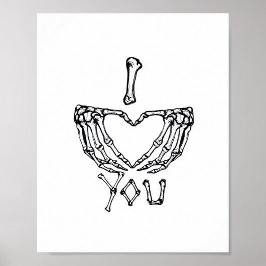 Skelet handen maken een hart poster (Voorkant)