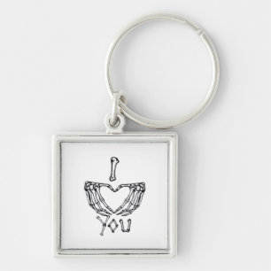 Skelet handen maken een hart sleutelhanger