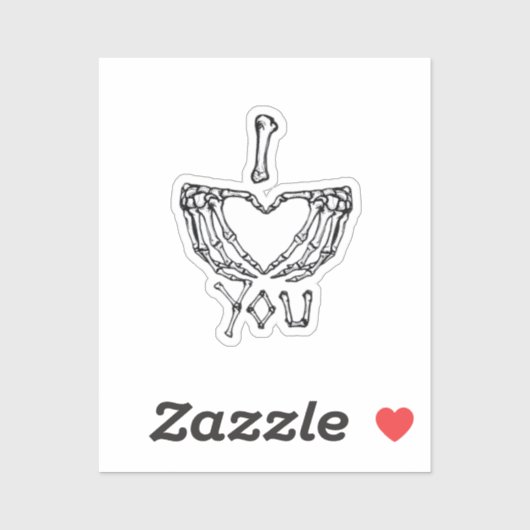 Skelet handen maken een hart sticker (Vel)