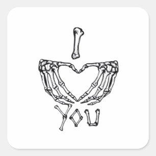 Skelet handen maken een hart vierkante sticker