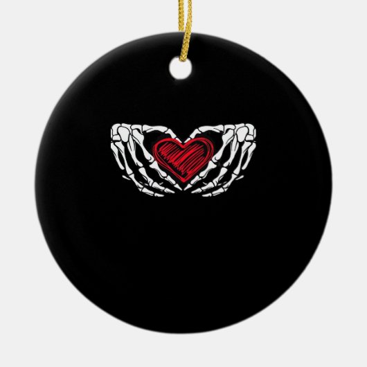 Skelet Handen Met Hart Klassiek Keramisch Ornament (Voorkant)