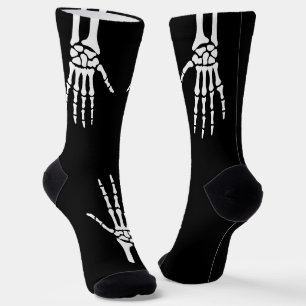 Skelet Handen Op Zwarte Griezelen Halloween Sokken