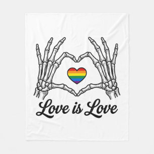 Skelet Handen Regenboog Hart Liefde Is Liefde Shir Fleece Deken