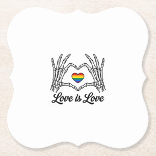 Skelet Handen Regenboog Hart Liefde Is Liefde Shir Kartonnen Onderzetters