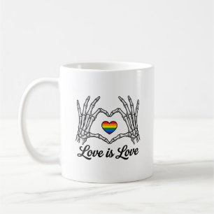 Skelet Handen Regenboog Hart Liefde Is Liefde Shir Koffiemok