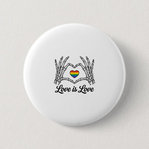 Skelet Handen Regenboog Hart Liefde Is Liefde Shir Ronde Button 5,7 Cm