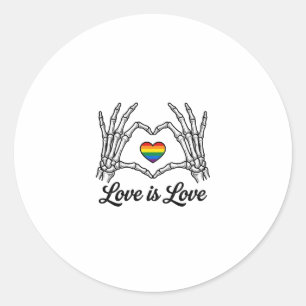 Skelet Handen Regenboog Hart Liefde Is Liefde Shir Ronde Sticker