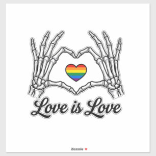 Skelet Handen Regenboog Hart Liefde Is Liefde Shir Sticker