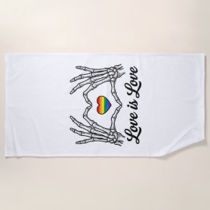 Skelet Handen Regenboog Hart Liefde Is Liefde Shir Strandlaken