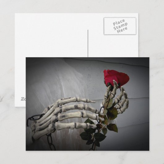 Skelet handen roos briefkaart (Voorkant / Achterkant)