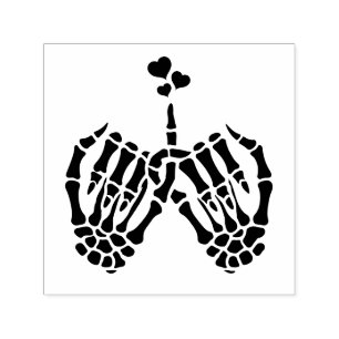 Skelet Handen Roze Beloften #2 Hartjes Afbeelding Zelfinktende Stempel
