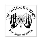 Skelet Handen Spiderweb Init Familienaam ESTD Zelfinktende Stempel (Design)