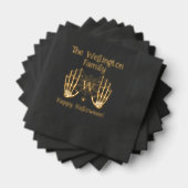 Skelet Handen Spinnenweb Initiële Naam Halloween # Folie Servetten (Insitu (Gestapeld))