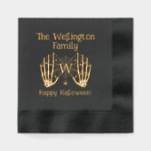 Skelet Handen Spinnenweb Initiële Naam Halloween # Folie Servetten (Voorkant)