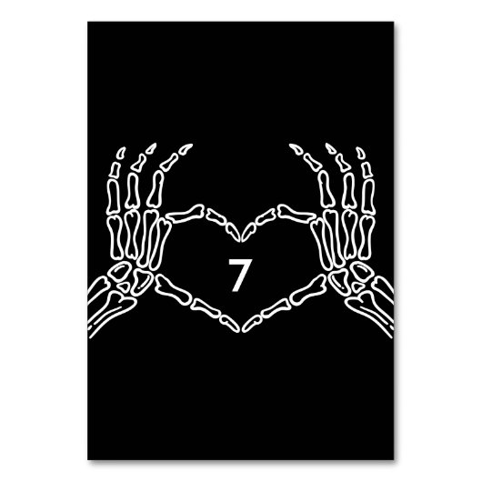 Skelet Handen Tot Dood Trouwtafel Nummers Kaart (Voorkant)