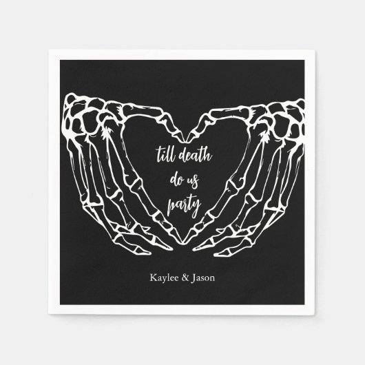 Skelet Handen Trouwen Koppels Bruiloft tot de dood Servet (Voorkant)