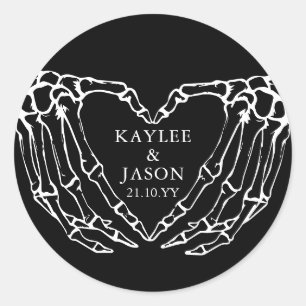 Skelet Handen Vallen Koppels Bruiloft tot de dood Ronde Sticker