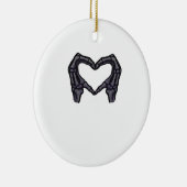 Skelet handen vormen een hart keramisch ornament (Rechts)